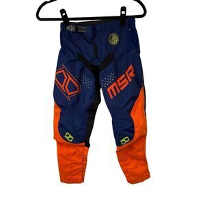 MSR Axxis Range Dirt Bike  Pants Youth Orange Navy Blue Youth 26 L